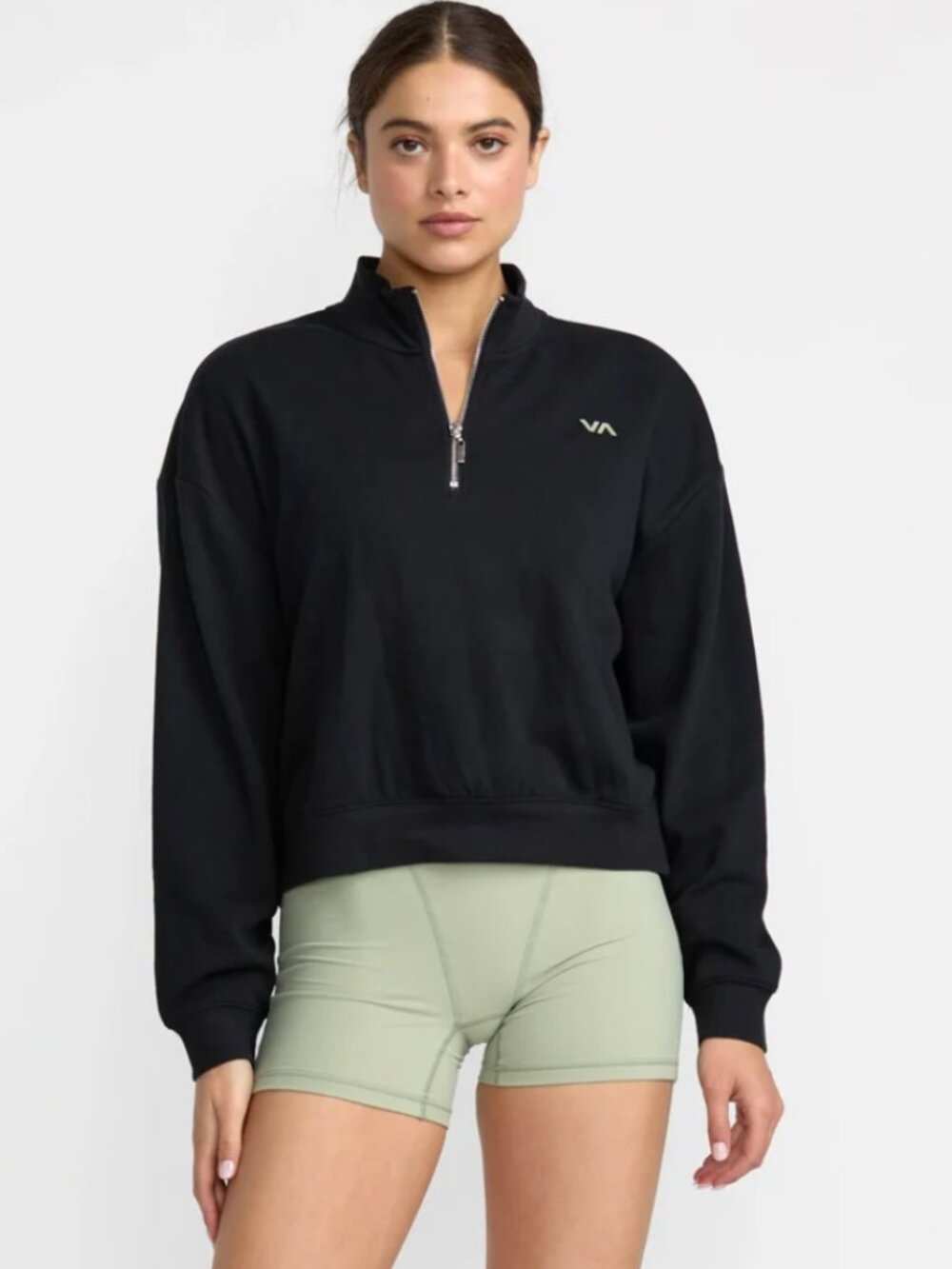 RVCA Womens Recess Half Zip Crew - Black Size M